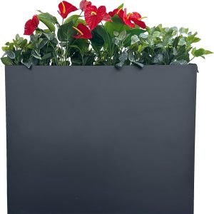MinCHI257 38 L x 13 W x 30 H Metal Tall Rectangular Planter - Large Planter Box for Outdoor Patio/Porch Modern Design for Plants. Flowers. Garden.Spliced Flower Pot (Black) : Patio. Lawn & Garden