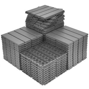 MinCHI257 60 sq. ft Plastic Interlocking Deck Tiles.60 Pack Patio Deck Tiles.12x12 Waterproof Outdoor Flooring All Weather Use. Patio Floor Decking Tiles for Porch Poolside Balcony Backyard. Grey : Tools & Home Improvement